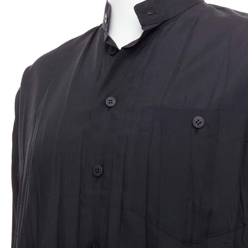 Issey Miyake Pleated Button Shirt Black Polyester Very good condition - Back View