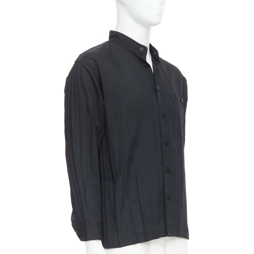 Issey Miyake Pleated Button Shirt Black Polyester Very good condition - Inside View