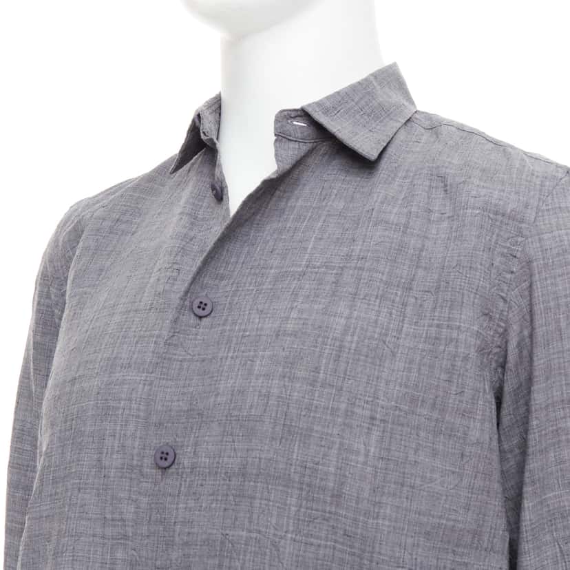 Issey Miyake Crinkled Shirt Top Grey Polyester Very good condition - Back View