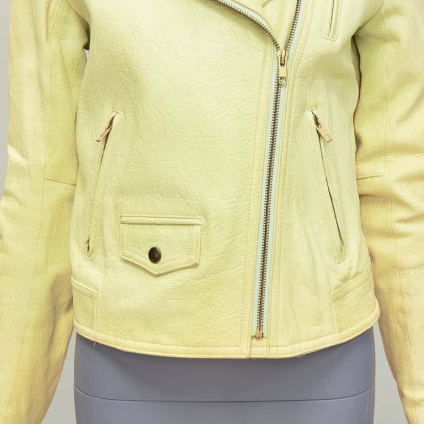 Theory Yellow Lambskin Biker Jacket Yellow Leather Good condition - Back View