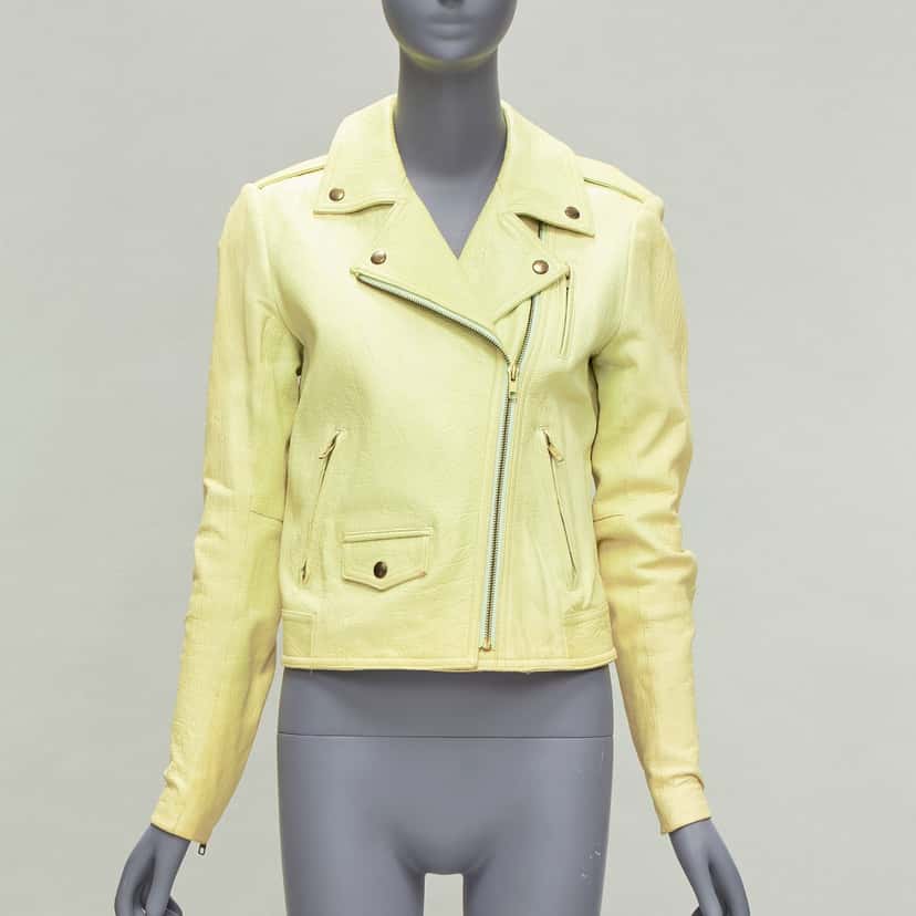 Theory Yellow Lambskin Biker Jacket Yellow Leather Good condition - Inside View