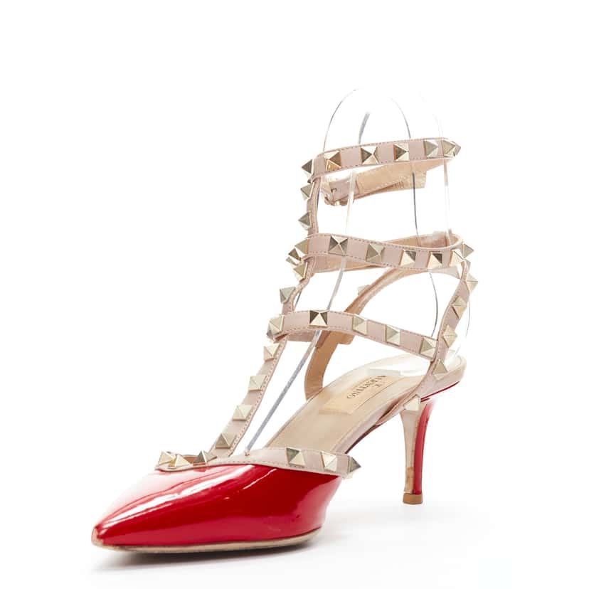 Valentino Garavani Rockstud Red Leather Fair condition - Model View