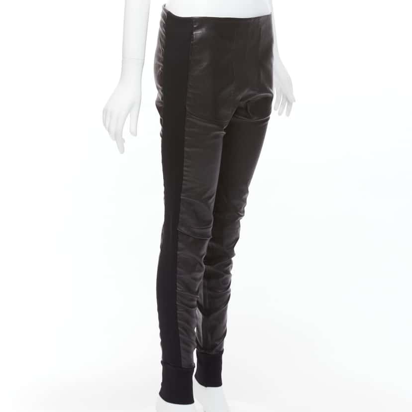 Balenciaga Striped Cropped Pants Black Leather Never worn - Inside View