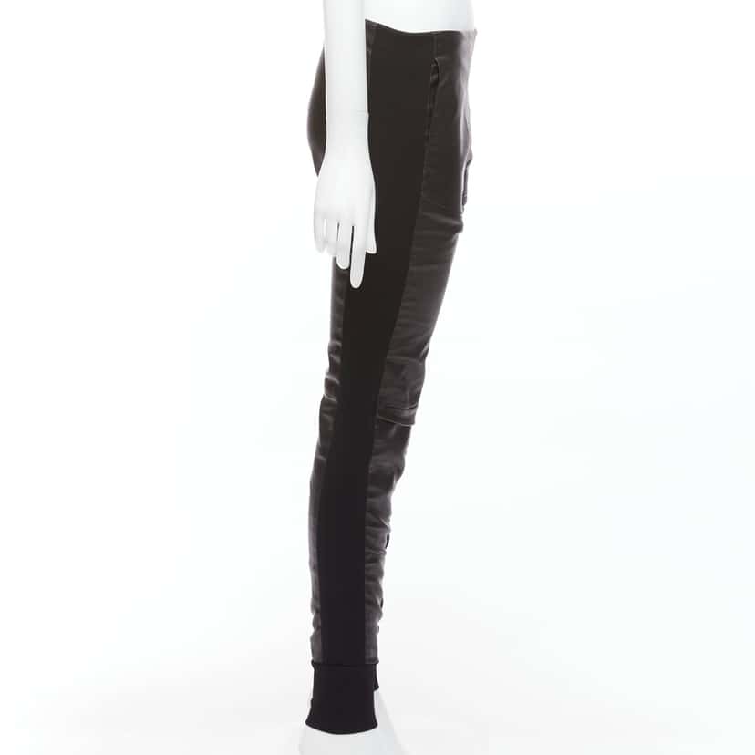 Balenciaga Striped Cropped Pants Black Leather Never worn - Model View