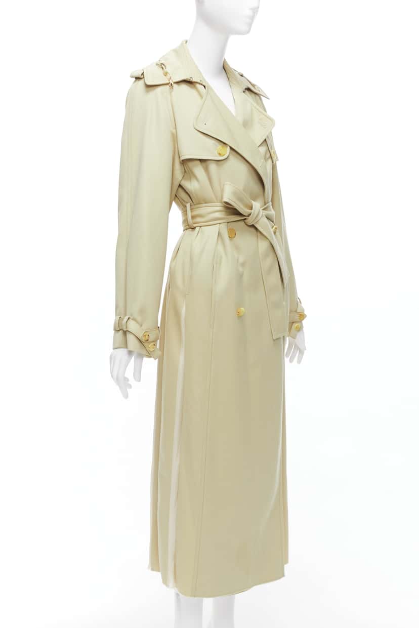Gabriela Hearst Wool Silk Pleats Trench Beige Wool Very good condition - Model View
