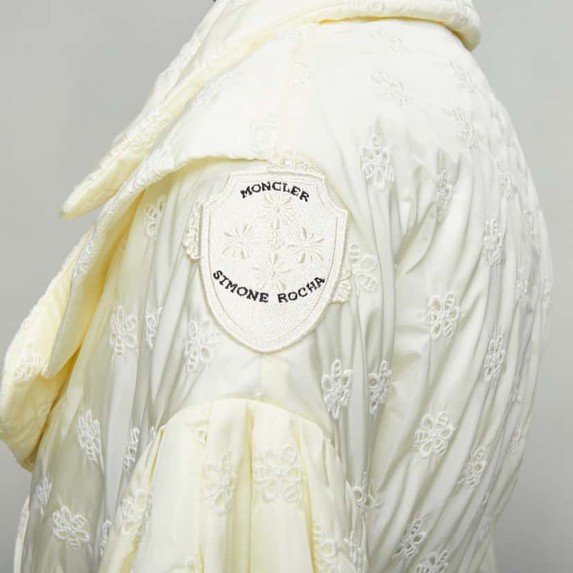 Moncler Cream Goose Down Coat Ecru Polyamide Good condition - Back View