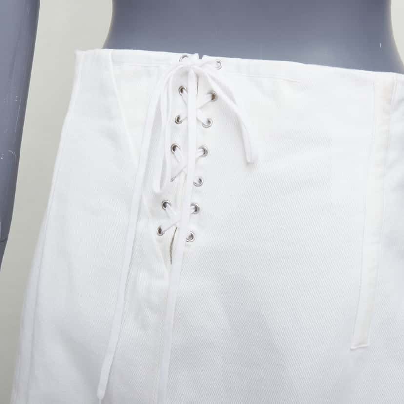 Prada Lace Denim Skirt White Cotton Very good condition - Back View