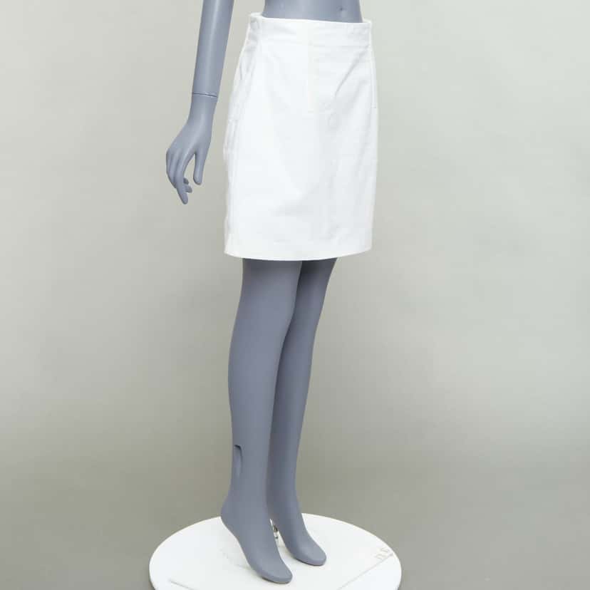 Prada Lace Denim Skirt White Cotton Very good condition - Inside View