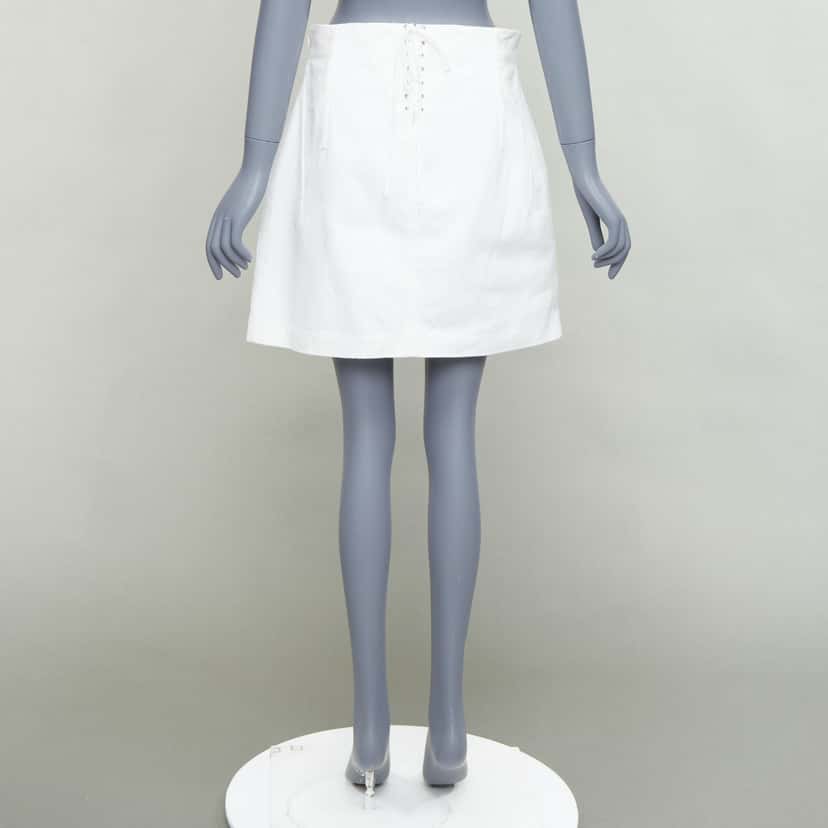 Prada Lace Denim Skirt White Cotton Very good condition - Box View