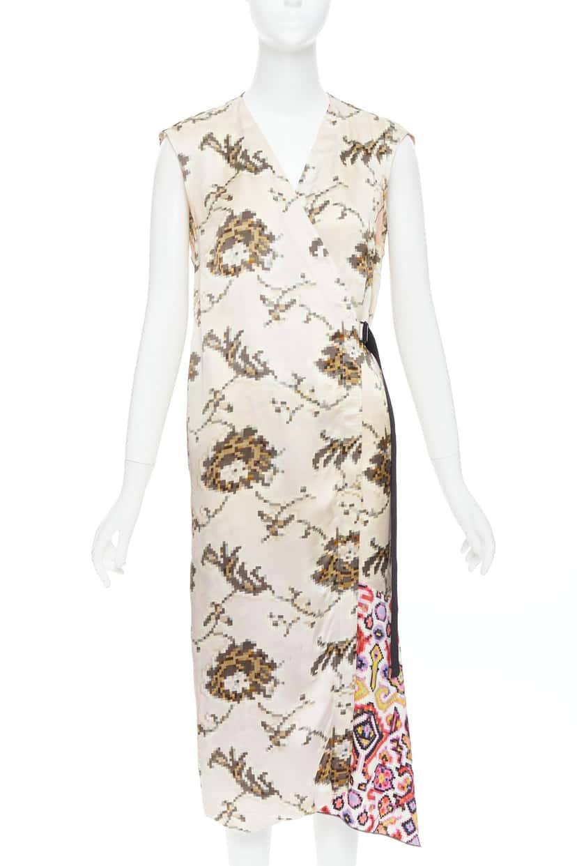 Dries Van Noten Pixel Satin Dress MultiColor Viscose Fair condition - Front View