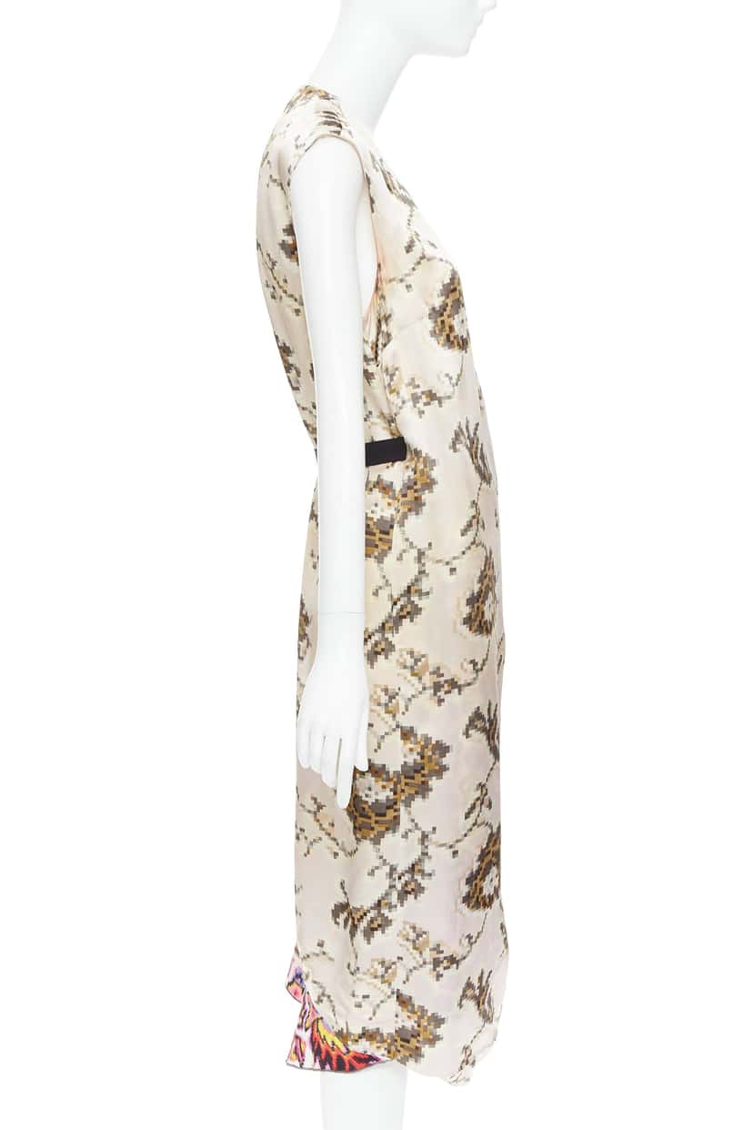 Dries Van Noten Pixel Satin Dress MultiColor Viscose Fair condition - Model View
