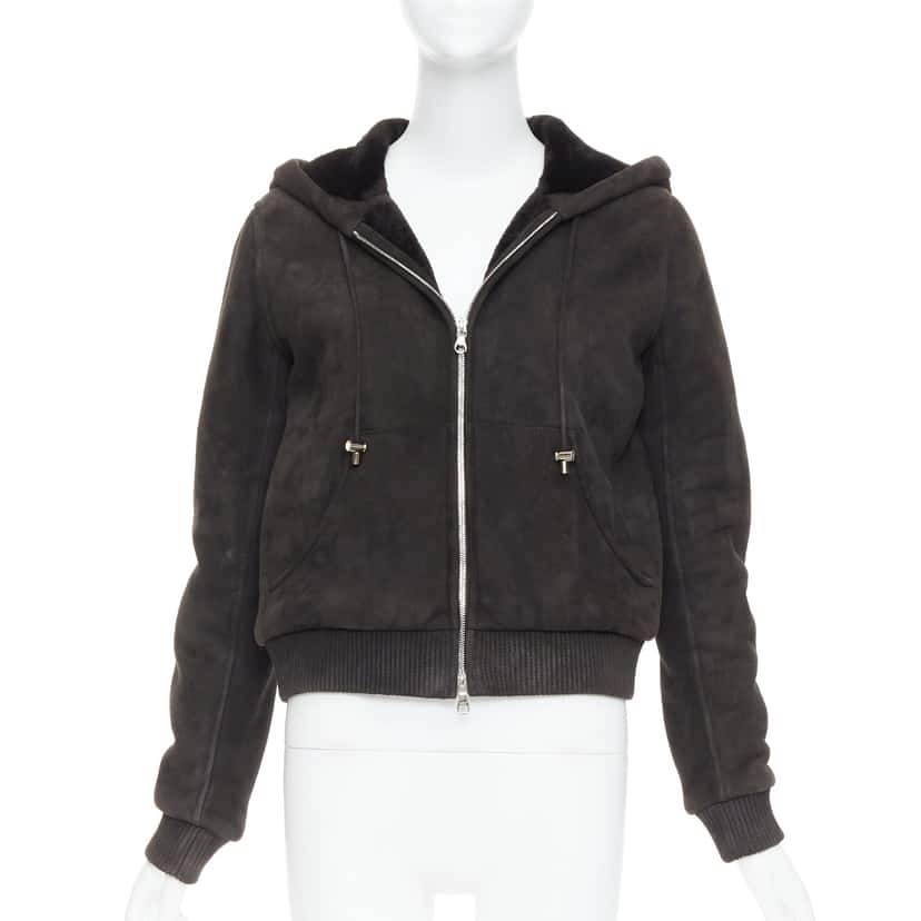 Loewe Brown Shearling Suede Jacket Brown Leather Good condition - Front View