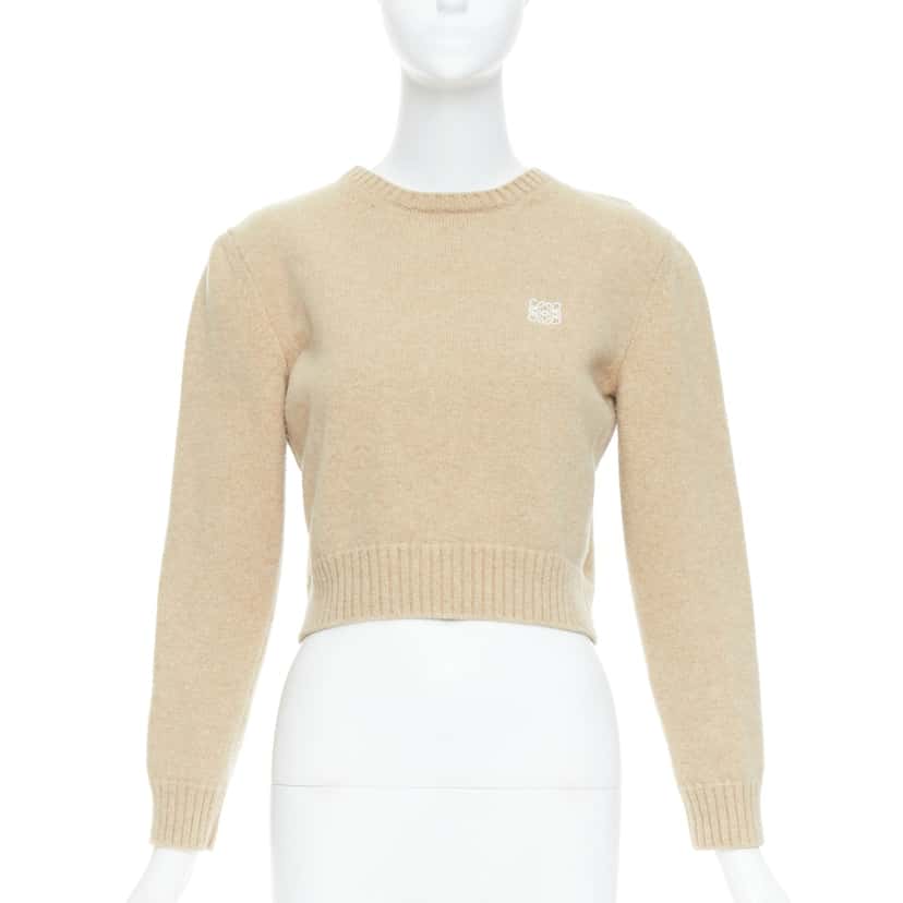 Loewe Anagram Crew Sweater Beige Wool Very good condition - Front View