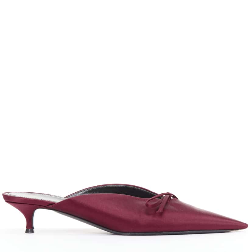 Balenciaga Knife Mules Burgundy Silk Very good condition - Front View