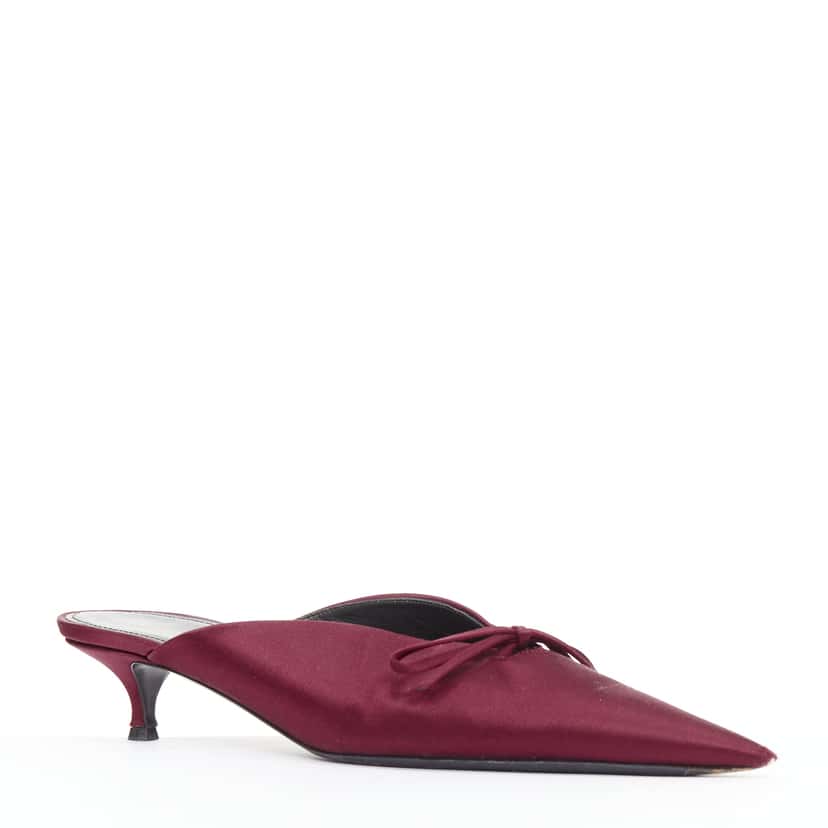 Balenciaga Knife Mules Burgundy Silk Very good condition - Back View