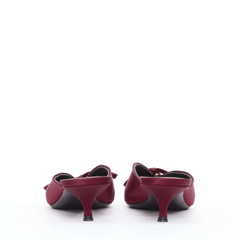Balenciaga Knife Mules Burgundy Silk Very good condition - Box View