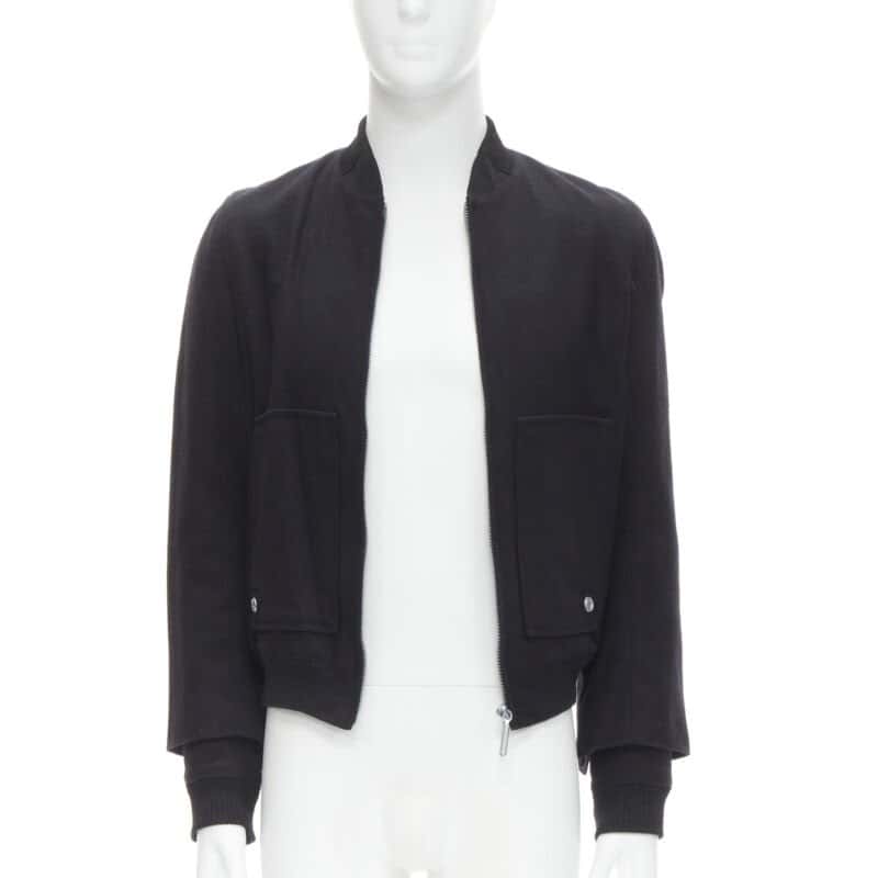 Balenciaga Black Wool Bomber Jacket Black Wool Never worn - Front View