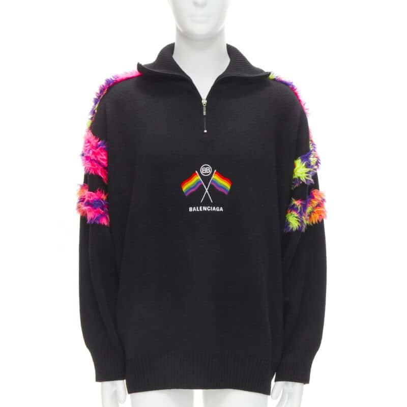 Balenciaga Pride Flag Turtleneck Black Wool Never worn - Front View