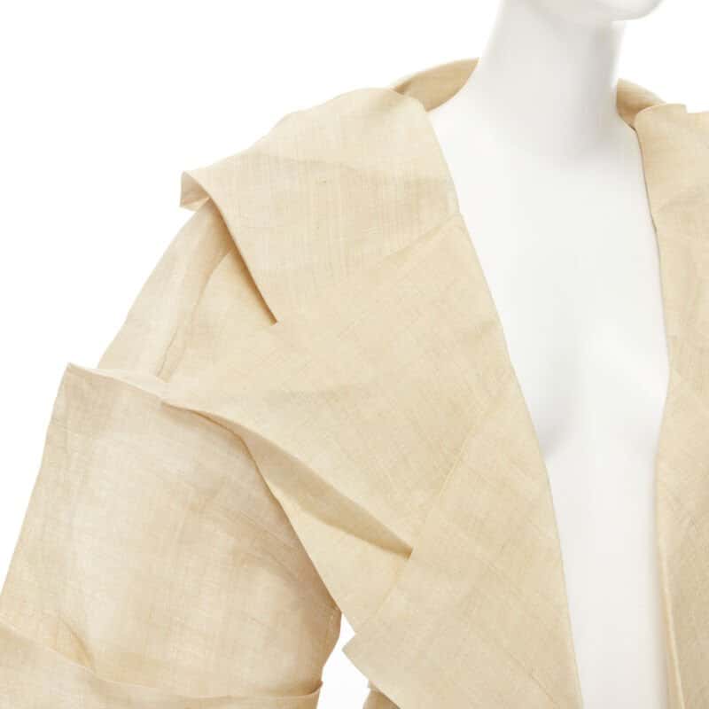 Issey Miyake Pleated Linen Jacket Beige Linen Good condition - Back View