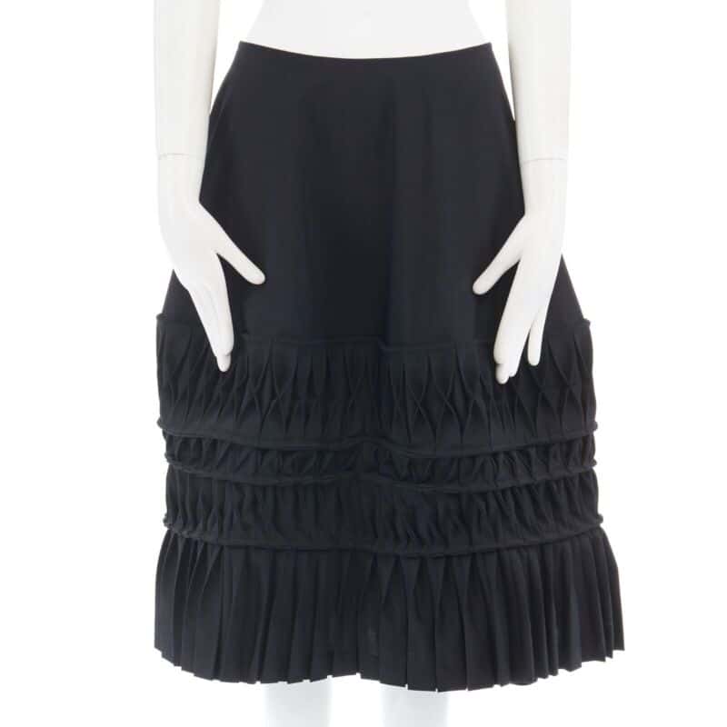 Junya Watanabe Origami Wrap Skirt Black Wool Never worn - Front View