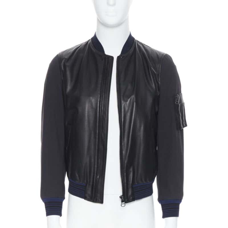 Lanvin Black Leather MA1 Bomber Black Leather Very good condition - Front View