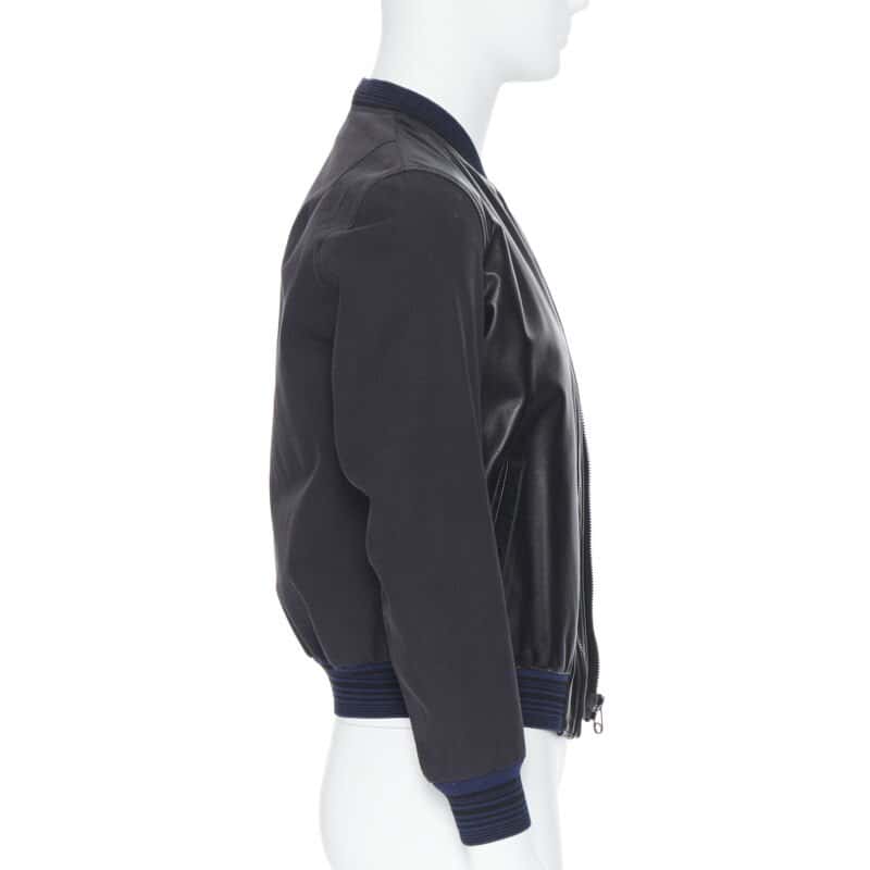 Lanvin Black Leather MA1 Bomber Black Leather Very good condition - Model View