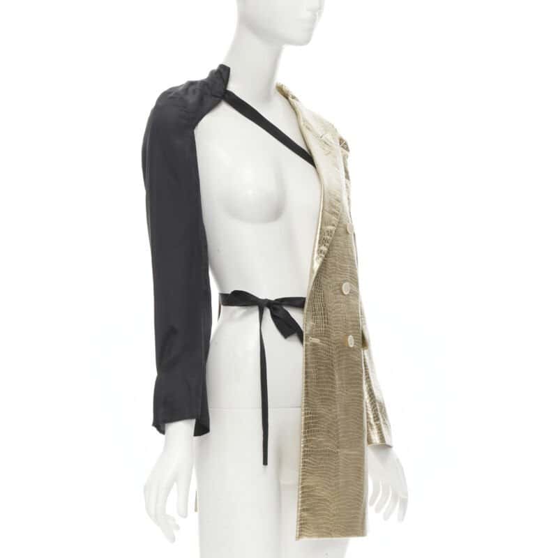 Comme Des Garcons Pleated Harness Jacket Gold Polyester Never worn, with tag - Inside View