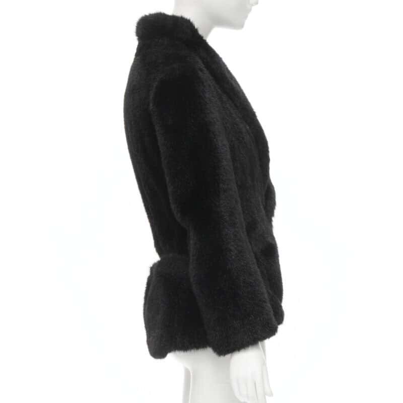 Junya Watanabe Faux Fur PVC Blazer Coat Black Polyester Never worn - Model View