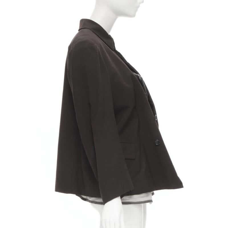 Comme Des Garcons Corset Vest Blazer Burgundy Cotton Never worn - Model View