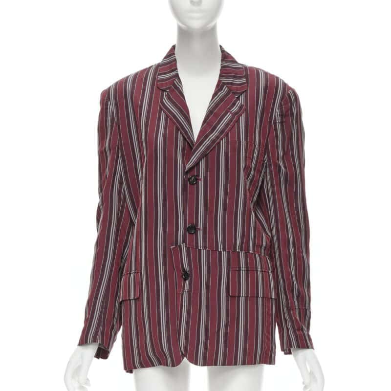 Comme Des Garcons Stripe Deconstructed Blazer Red Polyester Never worn - Front View