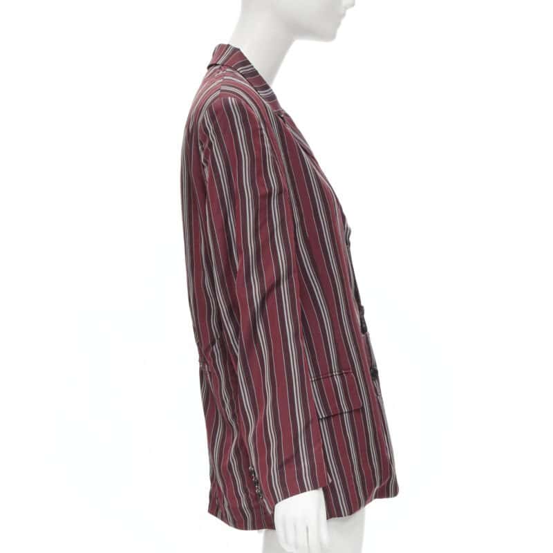 Comme Des Garcons Stripe Deconstructed Blazer Red Polyester Never worn - Model View