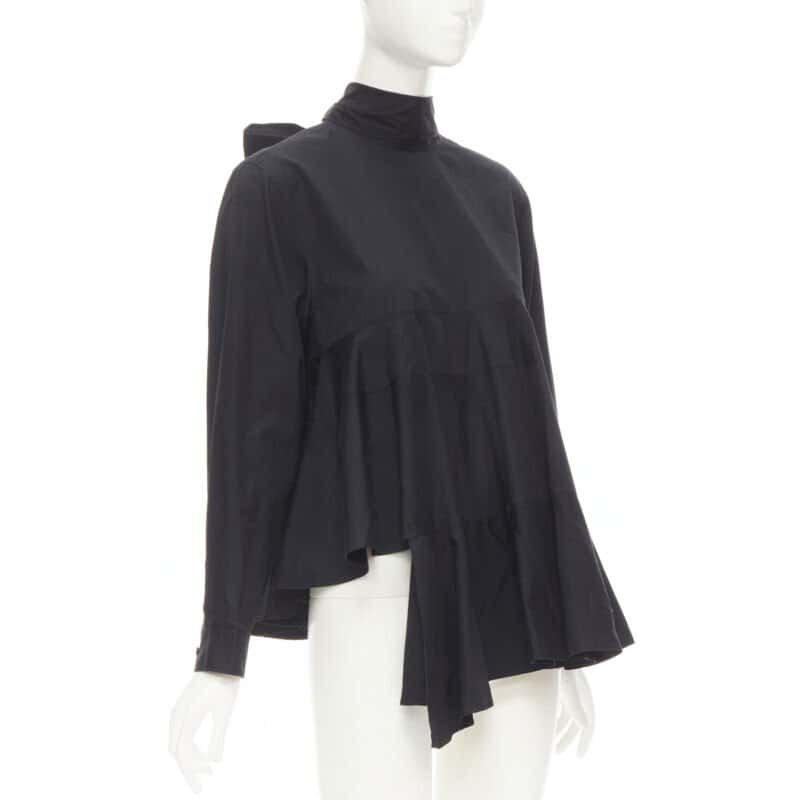 Comme Des Garcons Tiered Tie Shirt Black Cotton Never worn - Front View