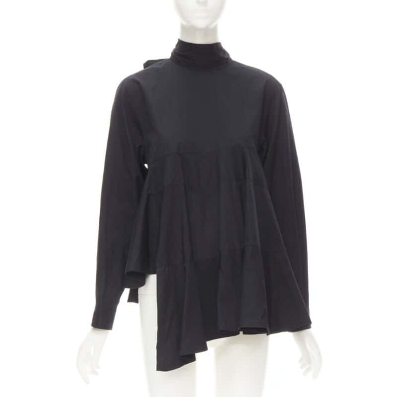 Comme Des Garcons Tiered Tie Shirt Black Cotton Never worn - Inside View