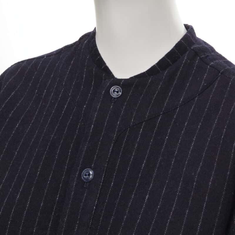 Comme Des Garcons Pinstripe Baseball Shirt Blue Wool Never worn - Back View