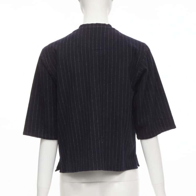 Comme Des Garcons Pinstripe Baseball Shirt Blue Wool Never worn - Box View
