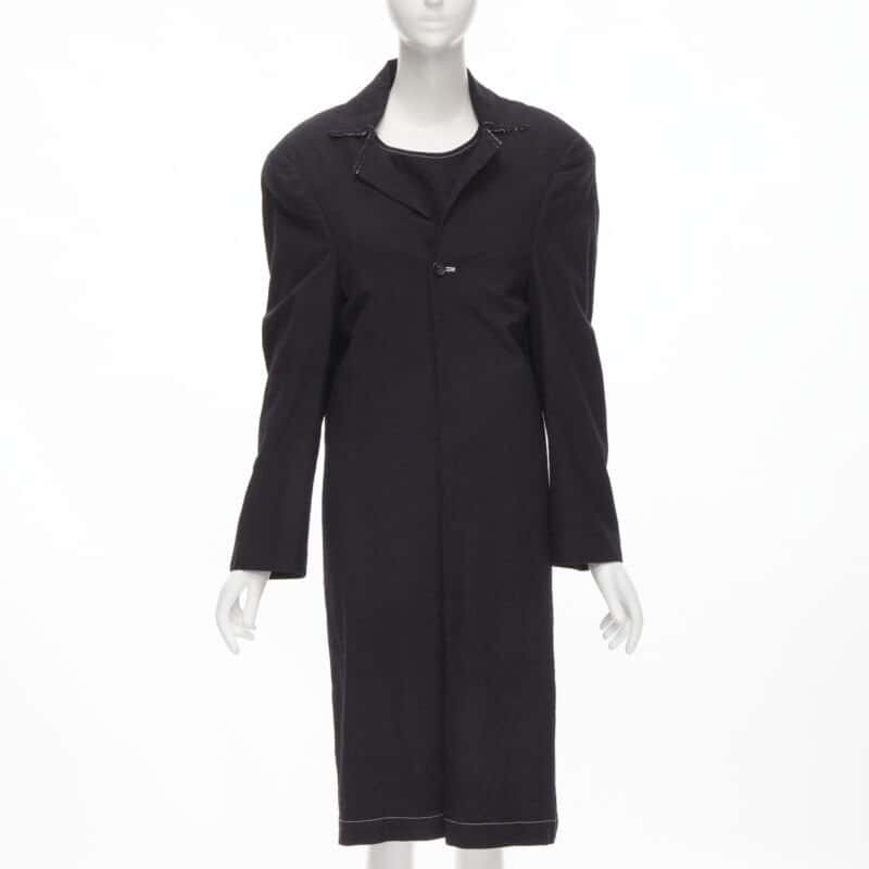 Junya Watanabe Layered Coat Dress Black Wool Never worn - Inside View