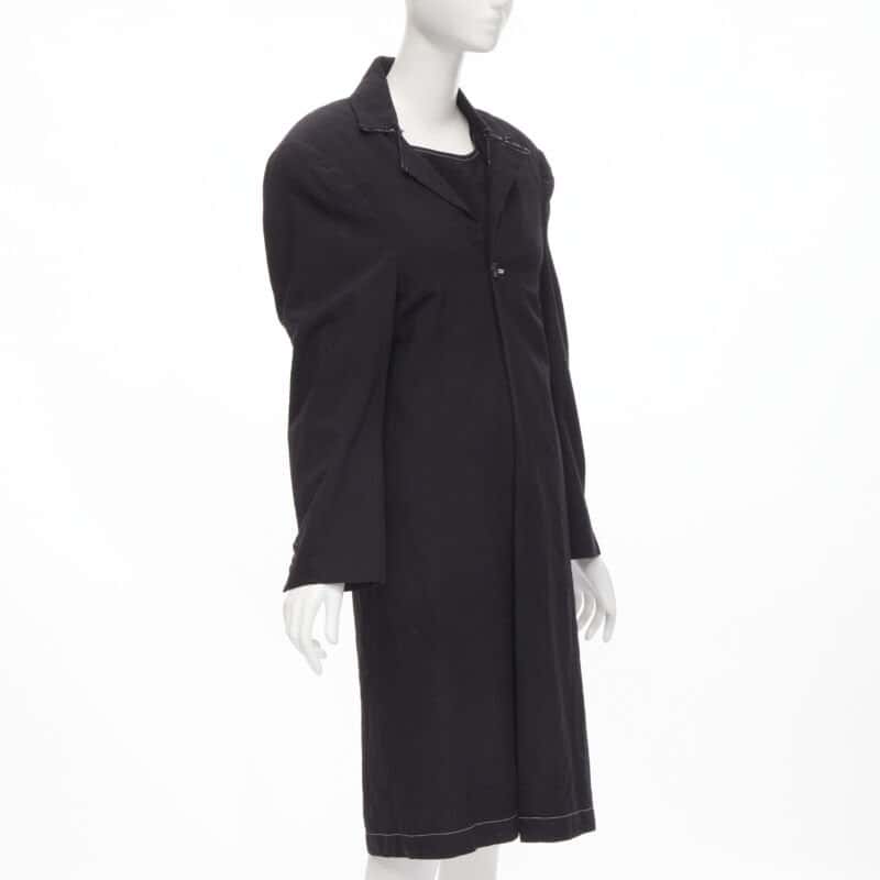 Junya Watanabe Layered Coat Dress Black Wool Never worn - Model View