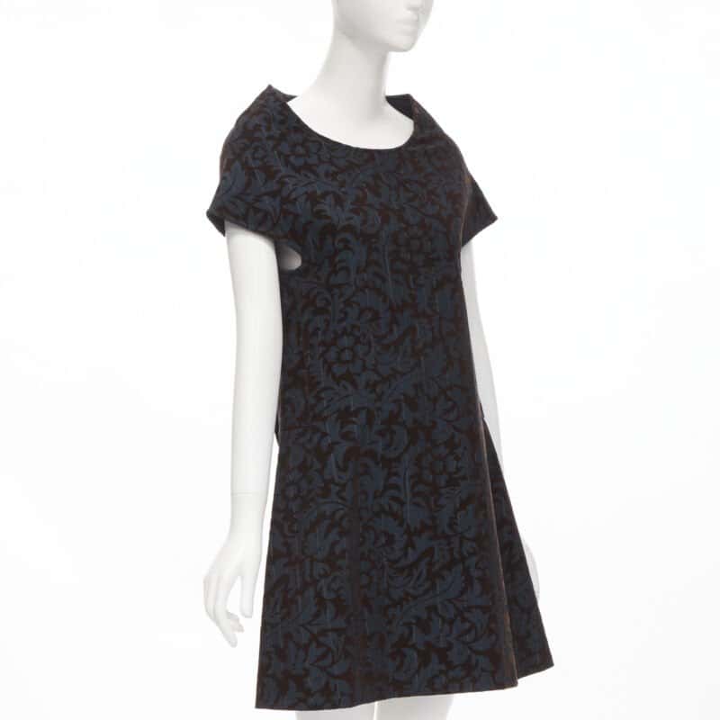 Comme Des Garcons Pinstripe Devore Dress Blue Wool Never worn - Inside View