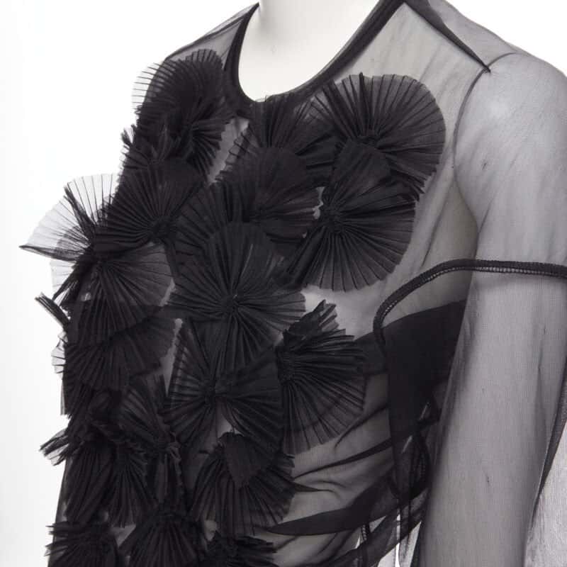 Comme Des Garcons Pleated Ruffle Top Black Good condition - Back View