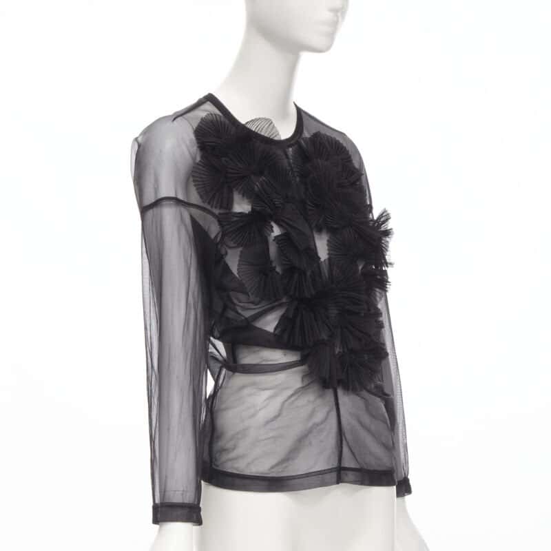 Comme Des Garcons Pleated Ruffle Top Black Good condition - Inside View