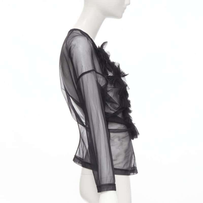 Comme Des Garcons Pleated Ruffle Top Black Good condition - Model View