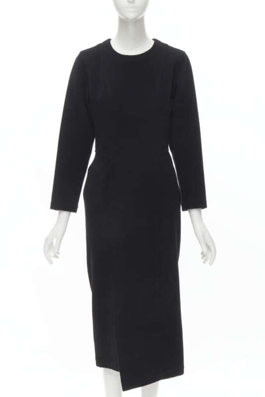 Comme Des Garcons Panelled Sheath Dress Black Wool Never worn - Front View