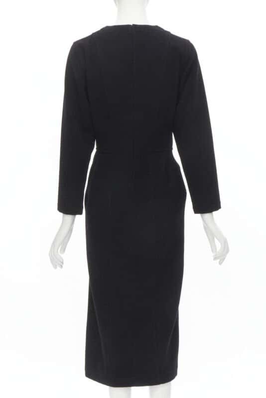 Comme Des Garcons Panelled Sheath Dress Black Wool Never worn - Box View