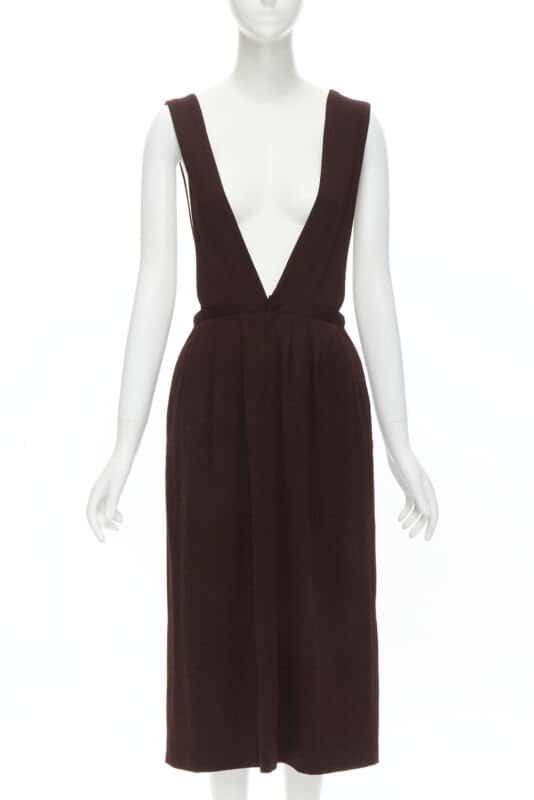 Comme Des Garcons Polka Dungaree Skirt Burgundy Wool Never worn - Front View