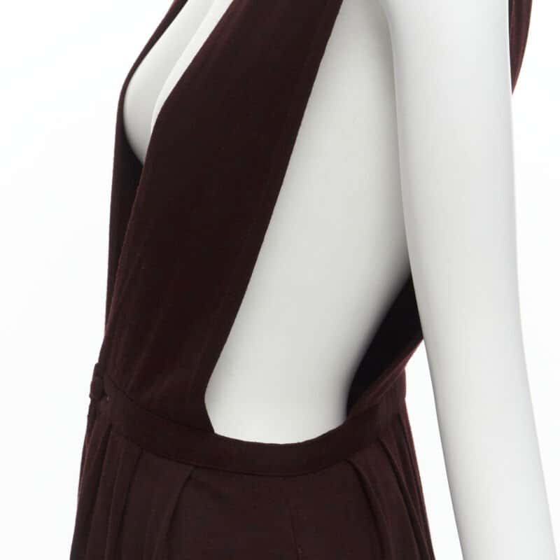 Comme Des Garcons Polka Dungaree Skirt Burgundy Wool Never worn - Back View