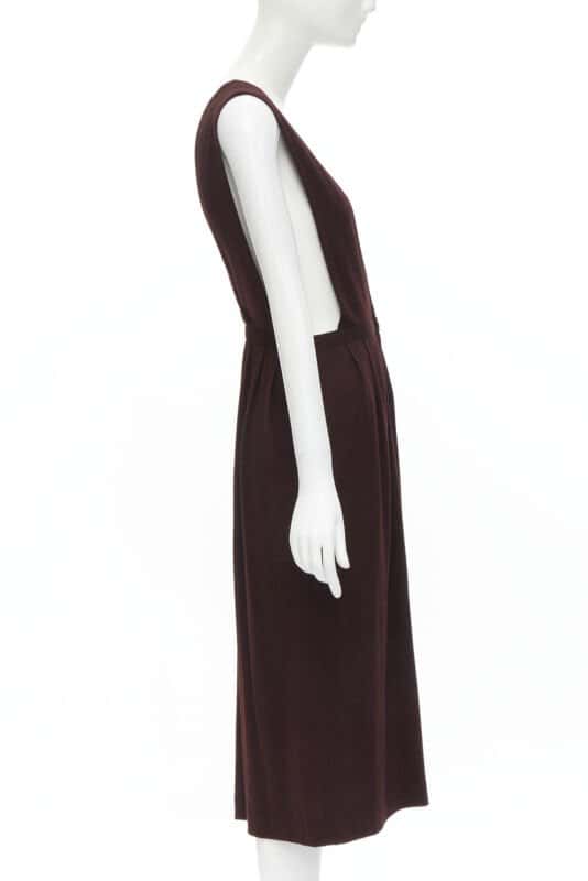 Comme Des Garcons Polka Dungaree Skirt Burgundy Wool Never worn - Model View