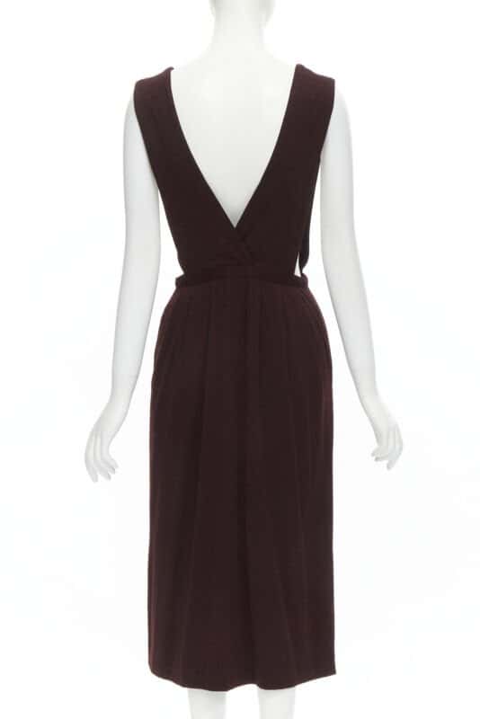 Comme Des Garcons Polka Dungaree Skirt Burgundy Wool Never worn - Box View