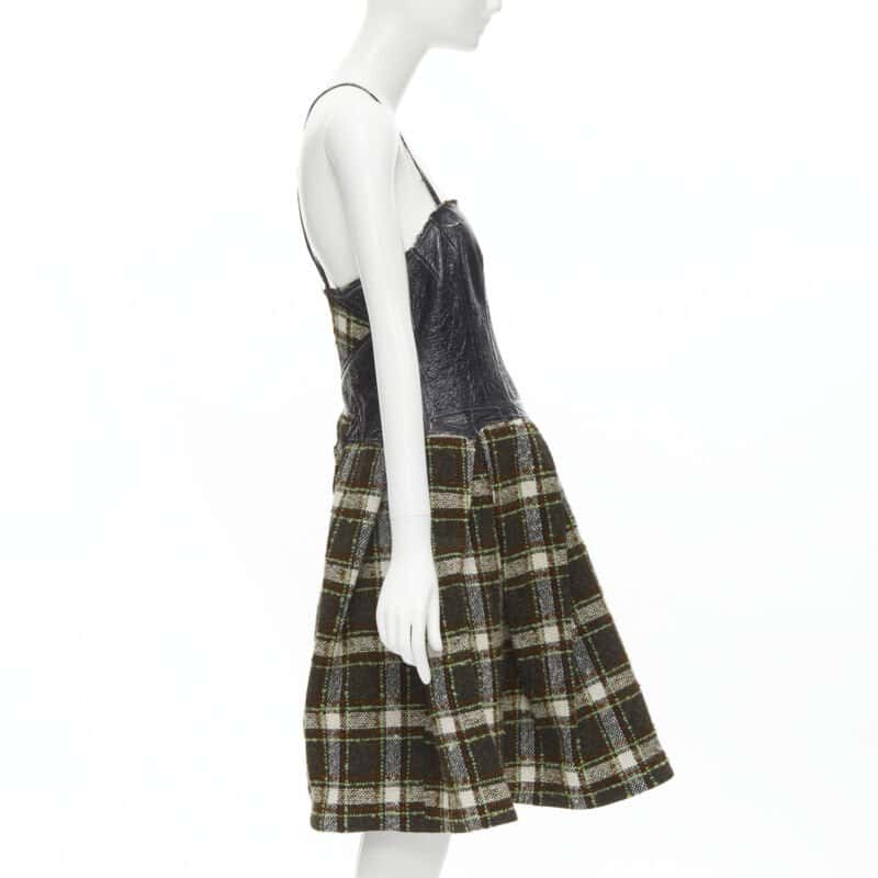 Junya Watanabe Tweed Cocktail Dress Green Tweed Very good condition - Model View