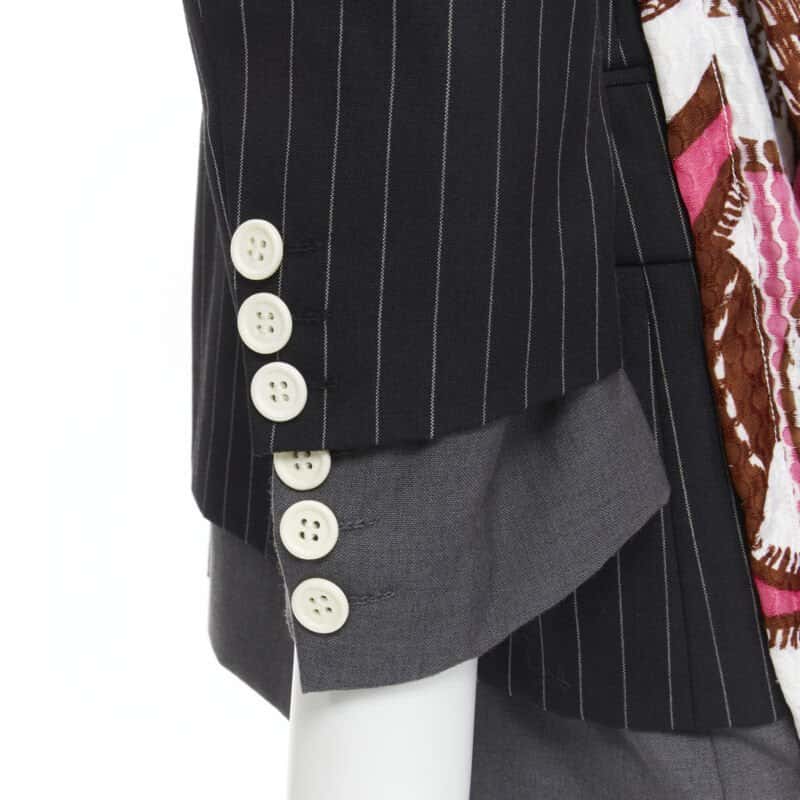 Comme Des Garcons Draped Pinstripe Blazer Grey Wool Very good condition - Back View