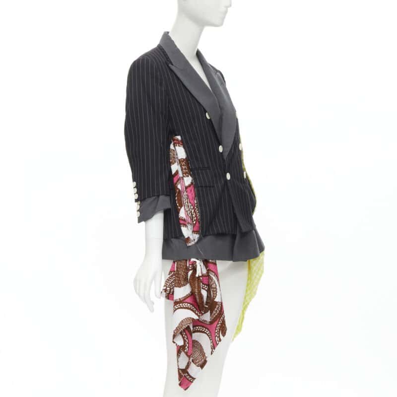 Comme Des Garcons Draped Pinstripe Blazer Grey Wool Very good condition - Inside View